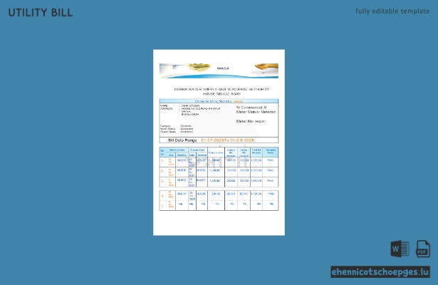 Beispielrechnung der Dhaka Water Supply and Sewerage Authority, Bangladesch